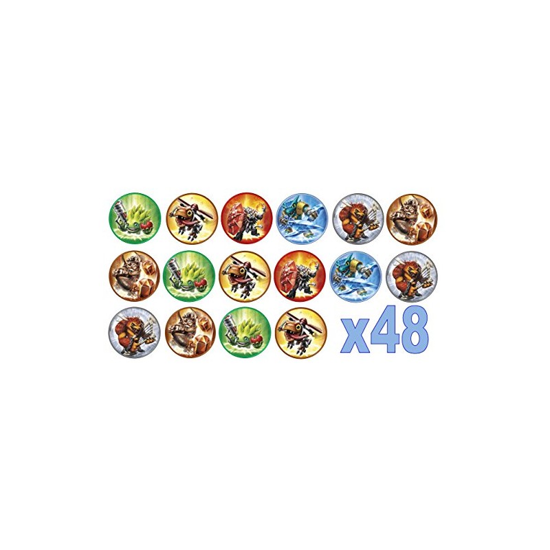 48 Skylander Inspired 3cm Mini Discs Edible Wafer Paper Disc