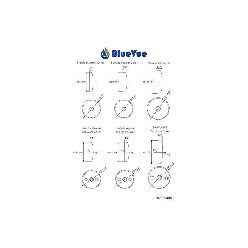 BlueVue Overflow Gasket Kit with Trip Lever Overflow Cover, Chrome