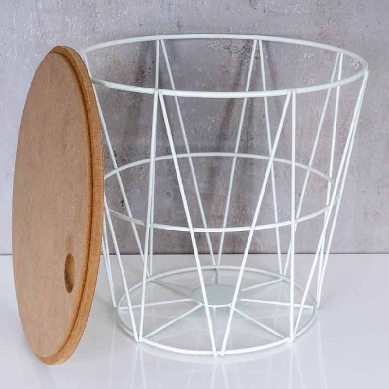 Metal Basket Height 22 cm White Metal Storage Basket Table
