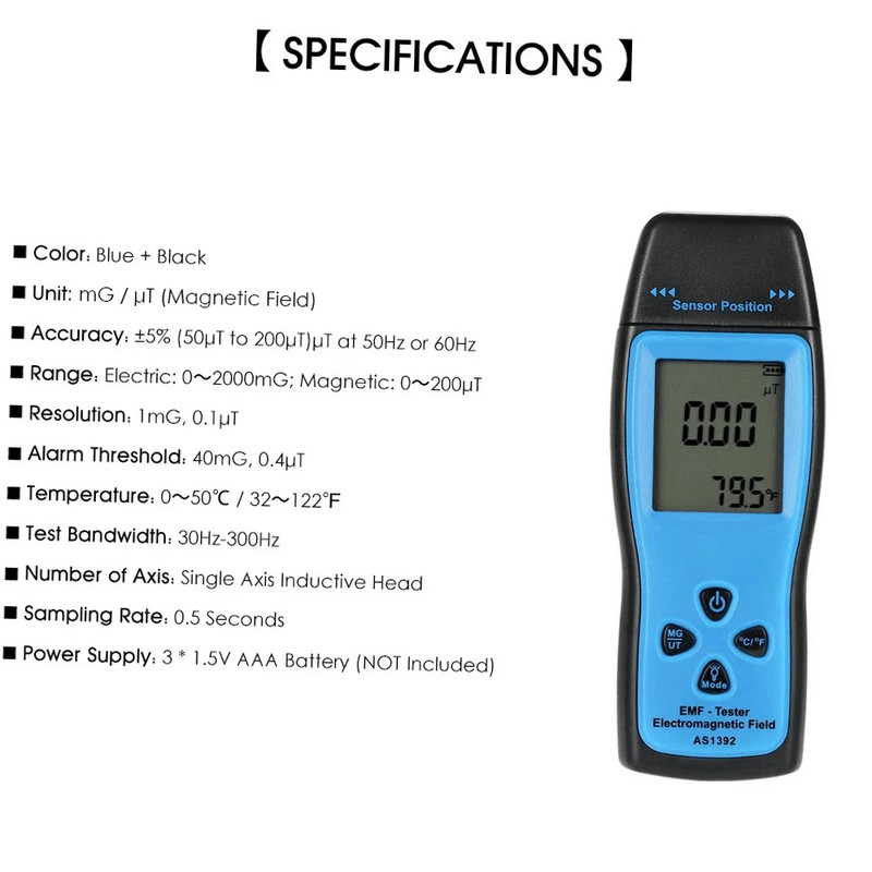 Handheld Mini Digital LCD EMF Tester Electromagnetic Field Radiation Detector