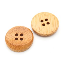 CRAFTMEMORE Bamboo Buttons 4 Holes Concave Wood Button for Garment Sewing DIY Crafts A52 (21mm, 12pcs)