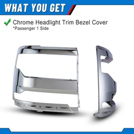 AUTOWIKI Headlamp Trim Bezel Cover Replacement for 2016-2019 Chevy Silverado 1500, Headlights Trim Chrome Bezel for 2017 2018 Silverado 1500 Passenger Right Side
