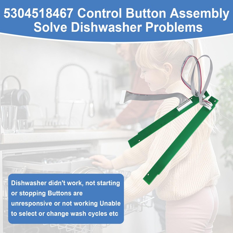 5304518467 Dishwasher User Interface Control Button Assembly, Compatible With White-Westinghouse/Electrolux/Frigidaire