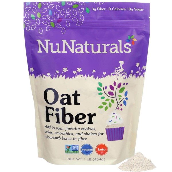 NuNaturals All Natural Oat Fiber, Non-GMO Certified, 1 lb