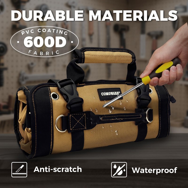 COMOWARE Roll Up Tool Bag, 600D Oxford PVC Coated Tool
