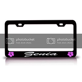 Custom Brother - Zenia Female Name Hibiscus Metal Car SUV Truck License Plate Frame Bl u56