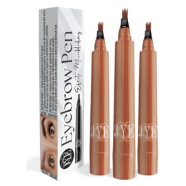 JYE Plumón para Cejas Efecto Microblading, Dibujo pelo a pelo, Impermeable, Larga duración, Maquillaje para cejas. 3 Piezas COLOR CAFE CLARO