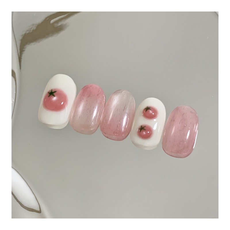 [Handmade Nail Tips] Tomato Flavor Nail Tips - Almond /