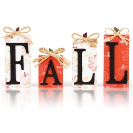 Fall Decorations for Home, 4 PCS Wood Sign Fall Decor,Autumn Lettered Tiered Tray Centerpiece Decor,Thanksgiving Indoor Decorations for Farmhouse Harvest Shelf Fireplace Mantel Party Decoration