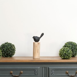 Moritz Sculpture I Bird on Tree Trunk Medium I 15 x 7 x 27.5 cm I Wooden Decoration I Sculpture Decoration I Modern I Living Room I Made of Wood I Wooden Sculpture