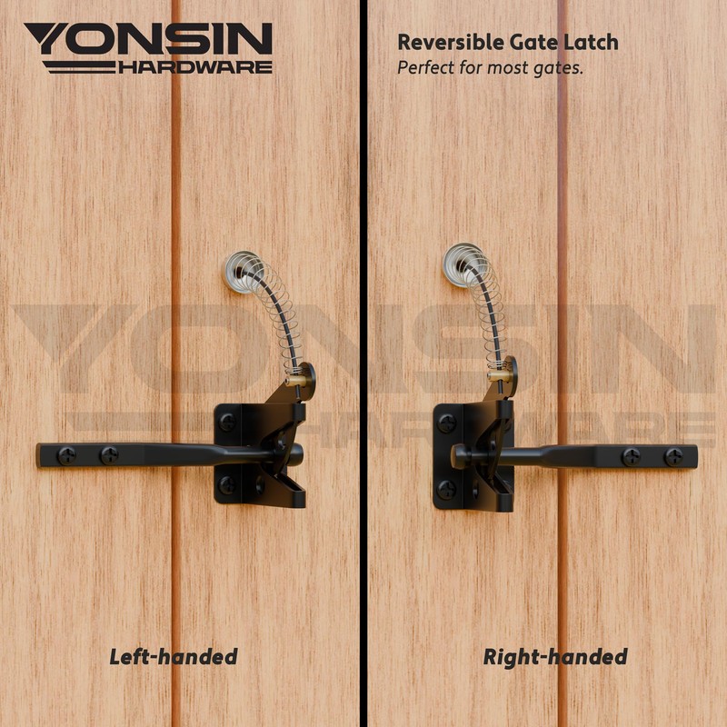 YONSIN 2 Sets Self Locking Fence Gate Latch with Spring