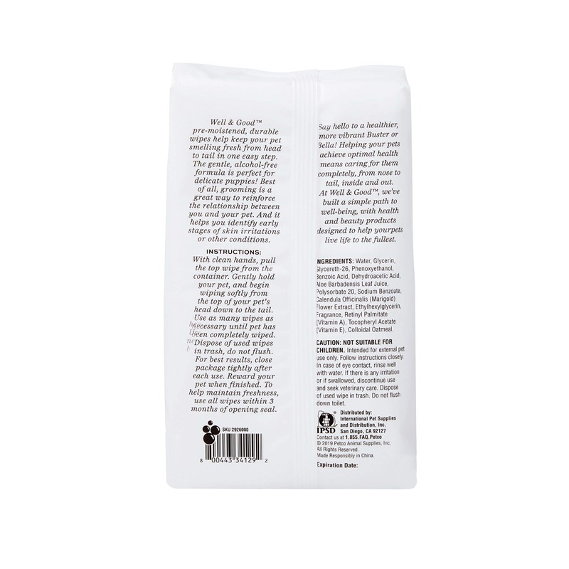 Petco Brand - Well & Good Gentle Puppy Grooming Wipes,