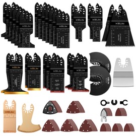 KELIN 118 PCS Multitool Blade Kits Cutting and Sandpaper Oscillating Tool Accessories Universal Oscillating Saw Blades 13 Types Blades Compatible with Dewalt Bosch Dremel Milwaukee