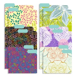 New Generation - 12 Pack Decorative 1/3 Cut Tab File Folders with Patterns Designs, Heavyweight, Letter Size (9.5" x 11.5") Laminated, Fashion Folders, for Home or Office. (Floral)