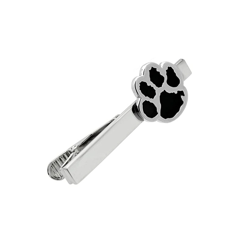 Silver Black Paw Dog Cat Tie Clip Tie Bar Tie