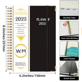 Lined Spiral Journal Notebook, A5 Weekly and Monthly Plan Ruled Journals for Writing, Hardcover Notebooks for Work,Note taking and Office School Supplies (Black)