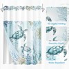 Nesphy No Hook Nautical Blue Sea Turtles Shower Curtain with