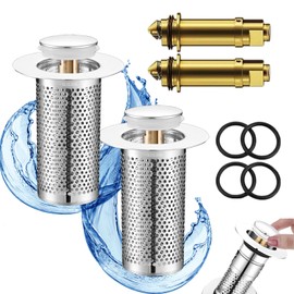 FISH DRAGATE 2 pieces floor drain filter made of stainless steel, drain plug with strainer, floor drain filter for 33-55 mm drain, pop-up drain strainer, sink plug for sink, bathtub, kitchen, shower