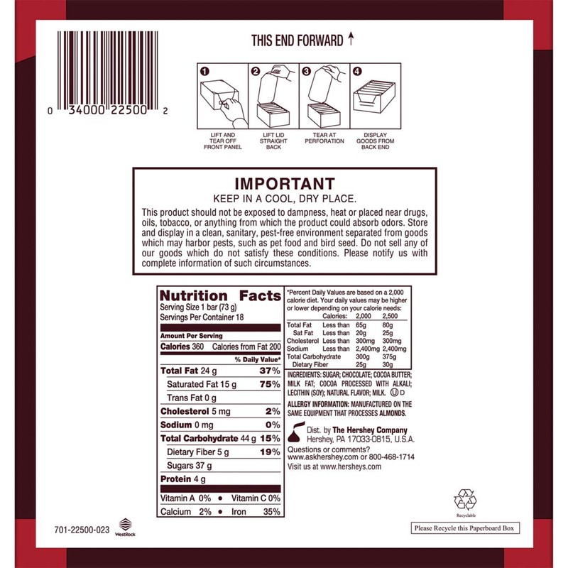 HERSHEY'S Special Dark Chocolate Candy Bars, King Size (Pack of