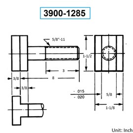 HHIP 3900-1285 Steel T-Slot Bolt, 5/8-11" X 8"