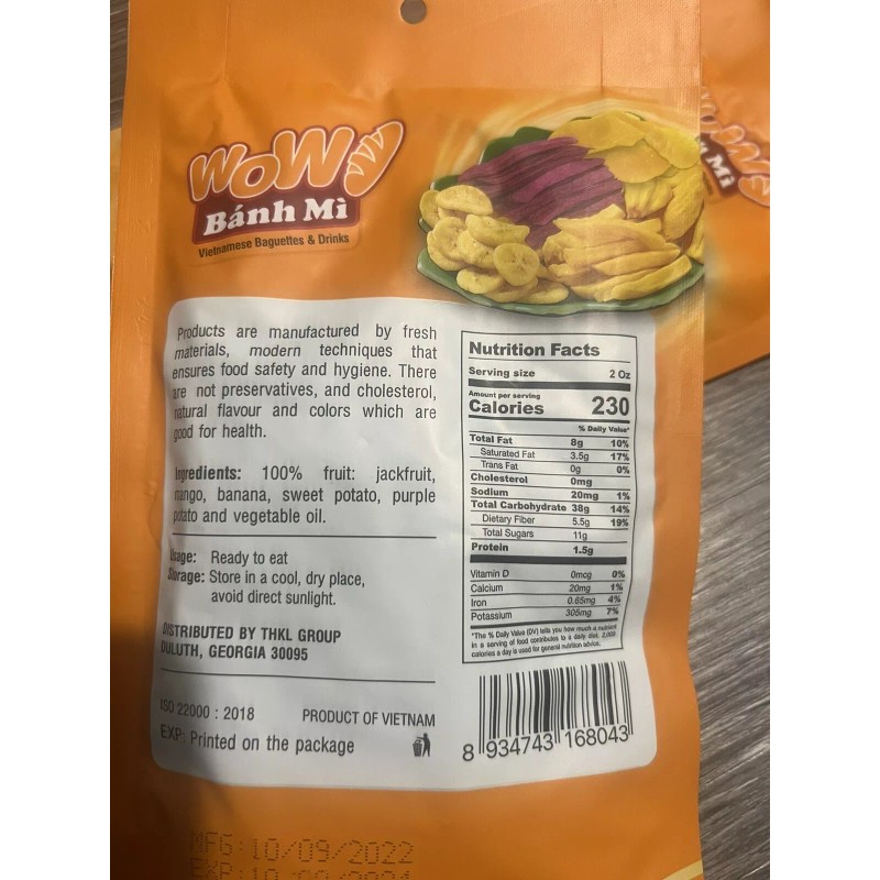 Wow Banh Mi Mixed Fruit Chips Trai Cay Say- Jackfruit,