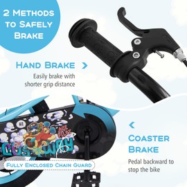 BABY JOY Kids Bike, 18 Inches Child Bike for 4-8 Years Old with Adjustable Height, Training Wheels, Storage Basket, Handbrake & Coaster Brake, Kids Bicycle for Girls Boys (Rabbit Pilot, Blue)