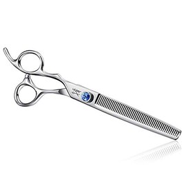 JASON Left Handed 7" 50 Teeth Blending Dog Grooming Scissor, Ergonomic Cats Grooming Thinning Shears Pets Trimming Kit with Offset Handle and a Jewelled Screw, Sharp, Comfortable, Durable Blender