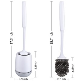 RV Toilet Bowl Brush and Holder, Silicone Toilet Bowl Brush Cleaning Toilet Scrubber Set with Non-Scratch Silicone Bristles Deep Cleaning. Wall Mount for Motorhome Travel, Travel Trailers, Camper