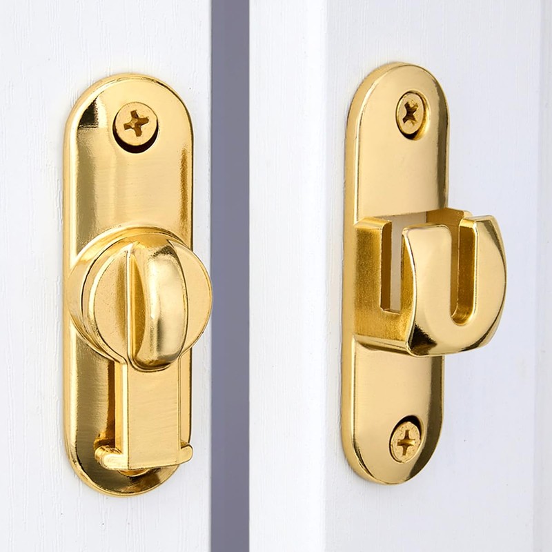 INIRET Gold Barn Door Latches,90/180 Degree Gate Lock,Flip Gate Latches