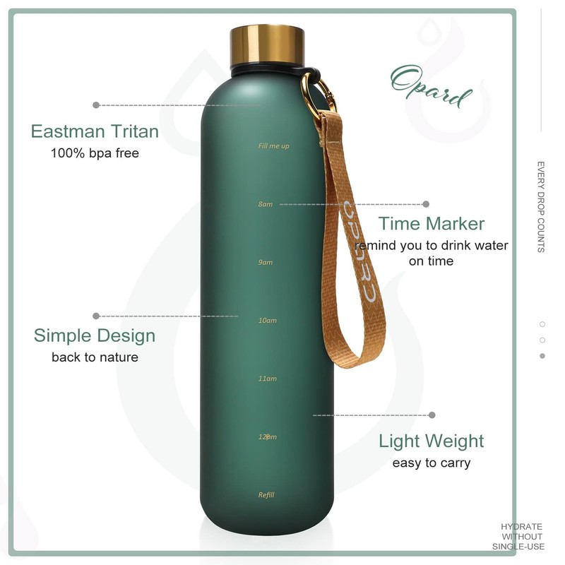 Opard Water Bottle, 1 Litre, Leak-proof Water Bottle, BPA-Free Sports