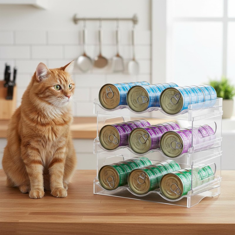 Mowhut Cat Food Can Organizer, Can Organizer for Pantry, 3-Tier