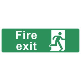 315mm x 105mm x 3mm premium composite aluminium Fire exit sign (no arrow) with rounded corners. Permanent signs for buildings
