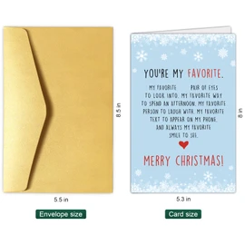 Sweet Christmas Card for Husband Boyfriend, Romantic Poem Christmas Card for Wife Girlfriend, Heartfelt Xmas Holiday Card for Men Women, You're My Favorite