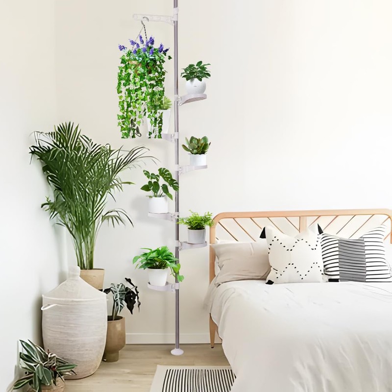 Hershii 7-Layer Tension Pole Plant Stand Indoor Decorative Display Rack