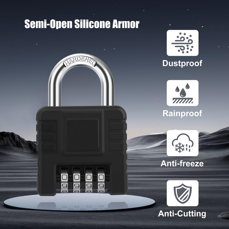 2 Pack Heavy Duty Weatherproof Padlock, Diyife Outdoor Combination Lock