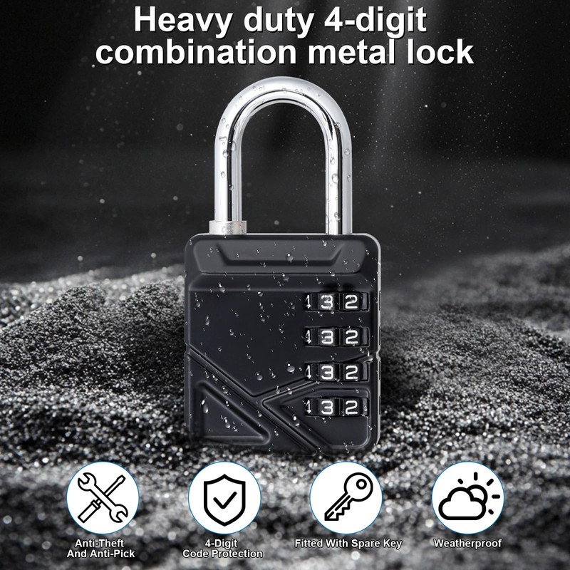 Romon Combination Lock, 4 Digit Combination Lock, Padlock, Lock with