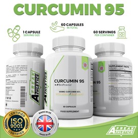Curcumin 95 + Bioperine® 60 Turmeric Curcumin Capsules High Strength with Black Pepper - Curcumin 95% & Black Pepper - Turmeric Curcumin UK Made…
