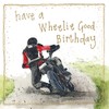 Alex Clark Motorcyclist Wheelie Bike Foil Birthday Card