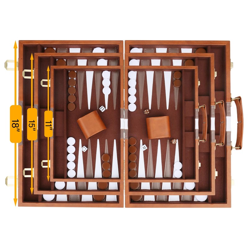 Backgammon Set - Classic Board Game with Premium Leather Case