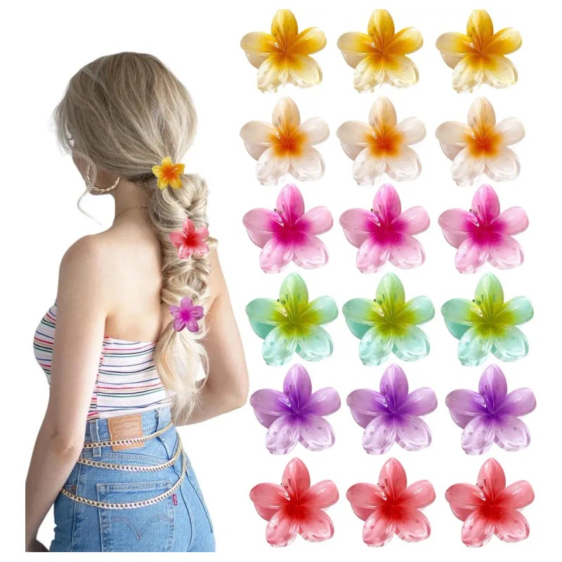 18pz Pinzas Para Pelo Con Forma De Flor De Plumeria