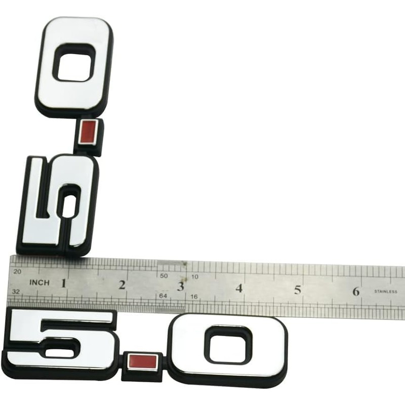 2Pc 5.0 Emblem Liter Door 3D Fender Side Adhesive Badge