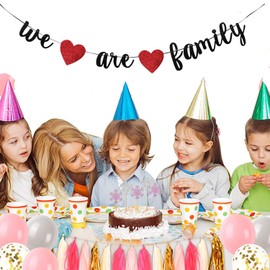 JENSENLIN We Are Family Banner - Black Family Party Sign for New House Moving & Reunion Parties, Home Decor