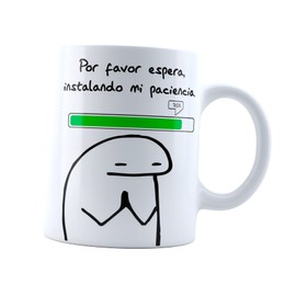 Taza Flork Cargando Paciencia | Frase Meme divertida | Cerámica Blanca 11 oz | Para Café o té