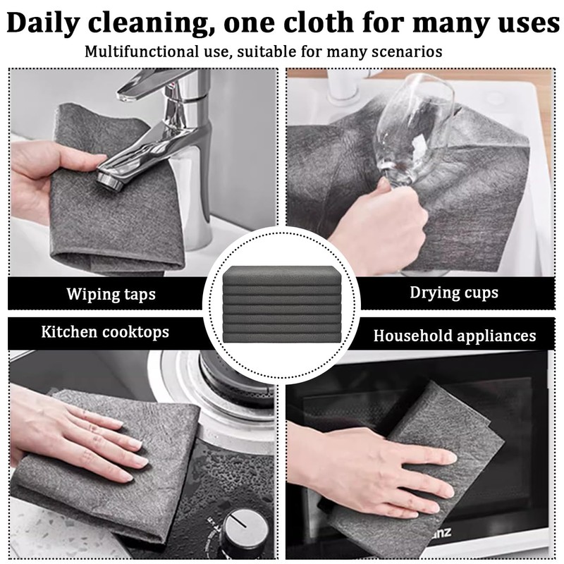 TIMESETL 7 PCS Thickened Magic Cleaning Cloth, Microfiber Glass Cleaning