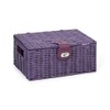 ARPAN Small Resin Woven Storage Basket Box With Lid & Lock - Purple