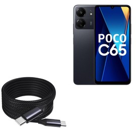 BoxWave Cable Compatible with Poco C65 - DirectSync PD Cable (10ft) - USB-C to USB-C (100W), Long 10 Foot PD Braided Nylon Alloy Cable - Jet Black