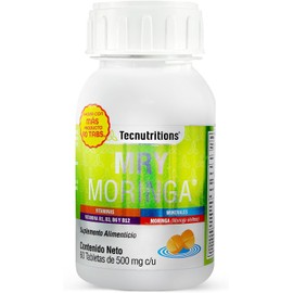 MRY Moringa 90 TABLETAS DE 500 MG C/U 100% Naturales | Apoyo Anti-oxidativo, Antiinflamatorio y Brinda Energía, Suplemento, MRY Moringa con Vitaminas Complejo B e Inositol - Suplemento Natural con Apoyo Energizante, Metabolismo y Bienestar General