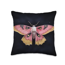 Celestial Rosy Maple Moth Throw Pillow