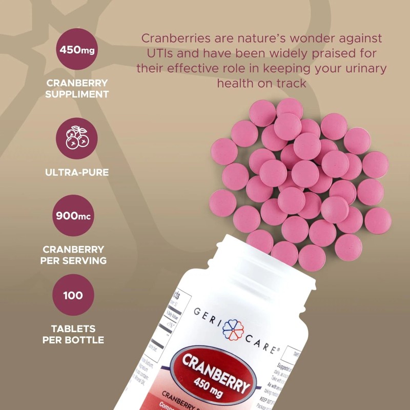 Geri-Care Gericare Cranberry Supplement 450mg 100 Tablets (3 Pack) Urinary
