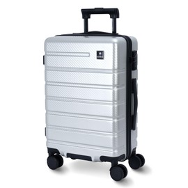 QIMER Carry on Luggage, PC Hard Shell Suitcase 22x14x9 Airline Approved TSA Lock YKK Zippered Double Spinner Wheels Lightweight Travel for Men and Women, 20 Inch Silver